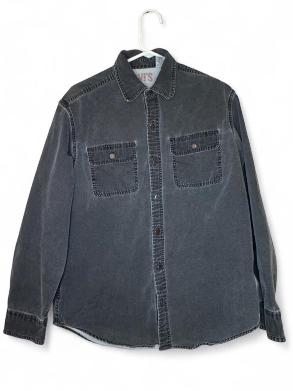 Vintage Levi’s Washed Black Denim Button Down Shirt Shacket